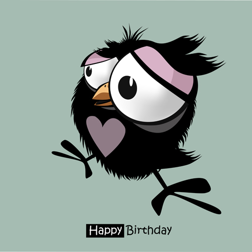 Funny cartoon character with birthday cards set vector 18 free download