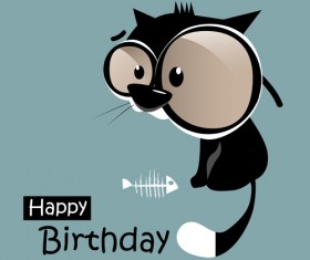 Funny cartoon character with birthday cards set vector 19