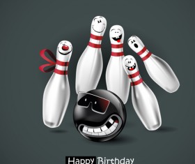 Funny cartoon character with birthday cards set vector 20
