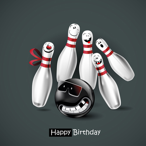 Funny cartoon character with birthday cards set vector 20