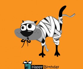 Funny cartoon character with birthday cards set vector 21