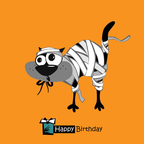 Funny cartoon character with birthday cards set vector 21