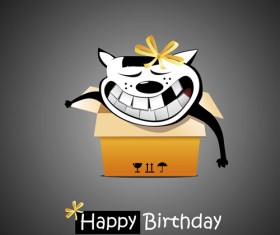 Funny cartoon character with birthday cards set vector 22