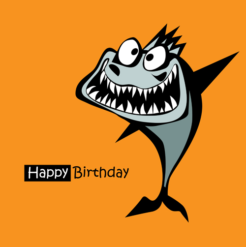 Funny cartoon character with birthday cards set vector 24