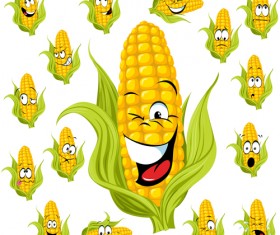 Funny corn cartoon styles vectors 01