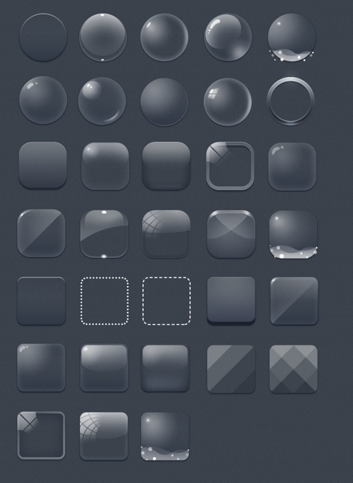 Glass texture blank icons psd