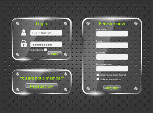 Glass web Interface design material vector 01