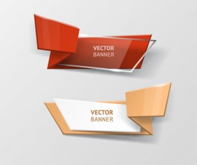 Glass with origami business banners vector 01
