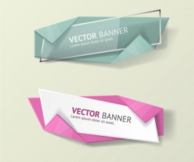 Glass with origami business banners vector 02