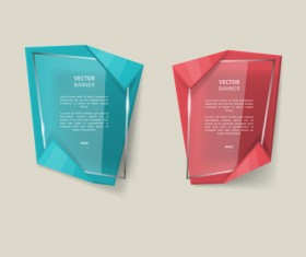 Glass with origami business banners vector 03