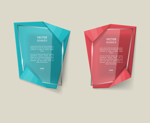 Glass with origami business banners vector 03