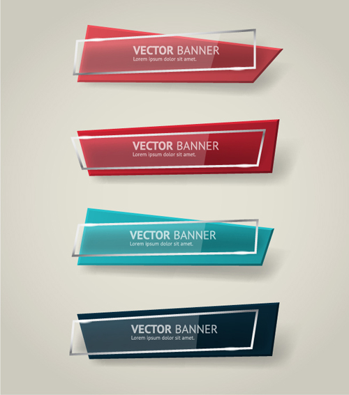 Glass with origami business banners vector 05