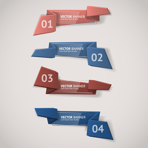 Glass with origami business banners vector 06
