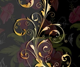 Glossy golden floral ornaments vector background 09 free download