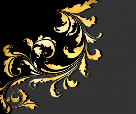 Glossy golden floral ornaments vector background 02