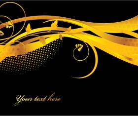 Glossy golden floral ornaments vector background 03