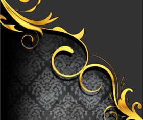 Glossy golden floral ornaments vector background 04