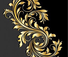 Glossy golden floral ornaments vector background 05