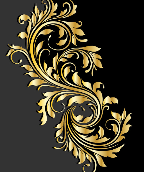 Glossy golden floral ornaments vector background 05 free ...