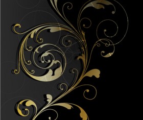 Glossy golden floral ornaments vector background 06
