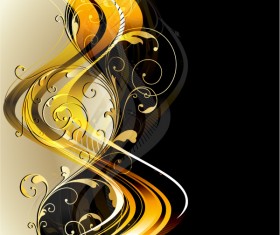 Glossy golden floral ornaments vector background 07