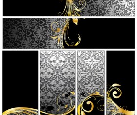 Glossy golden floral ornaments vector background 08