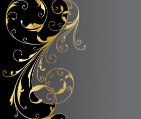 Glossy golden floral ornaments vector background 09