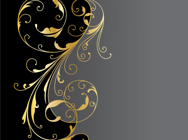 Glossy golden floral ornaments vector background 09
