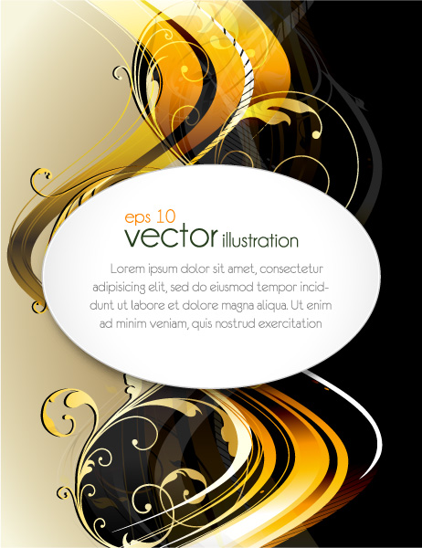 Glossy golden floral ornaments vector background 10