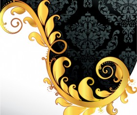 Glossy golden floral ornaments vector background 11
