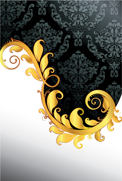 Glossy golden floral ornaments vector background 11