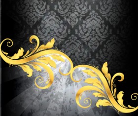 Glossy golden floral ornaments vector background 12