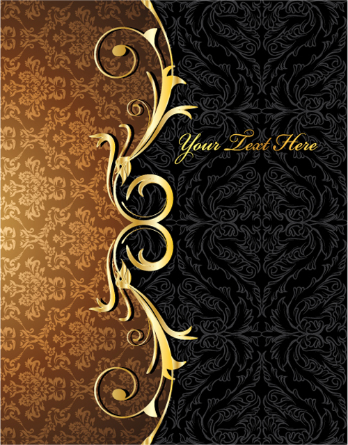 Download Glossy golden floral ornaments vector background 13 free ...