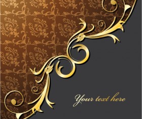 Glossy golden floral ornaments vector background 15
