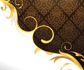 Glossy golden floral ornaments vector background 16