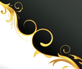 Glossy golden floral ornaments vector background 17