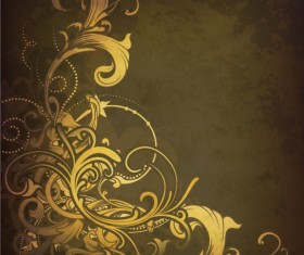 Glossy golden floral ornaments vector background 18