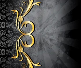 Glossy golden floral ornaments vector background 19