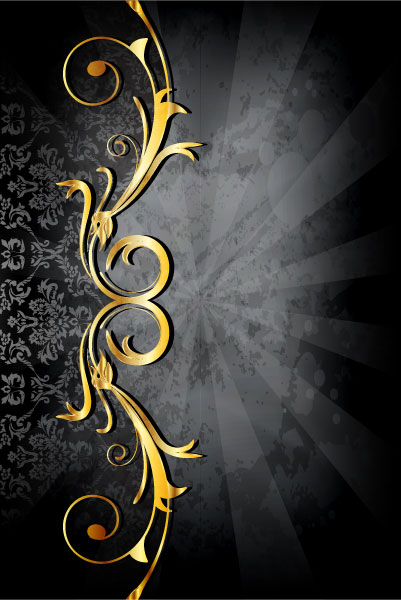 Glossy golden floral ornaments vector background 19