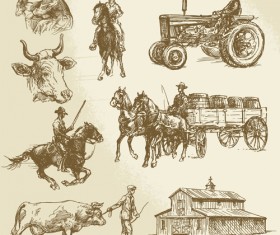 Hand drawn agriculture with farm vectors 05
