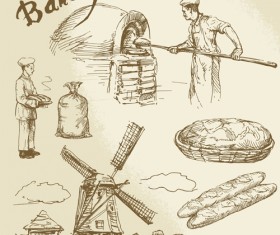 Hand drawn bakery making vector 01
