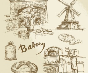 Hand drawn bakery making vector 02
