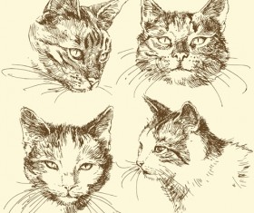 Hand drawn cat head vector material