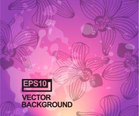 Hand drawn flower with grunge background vector 01