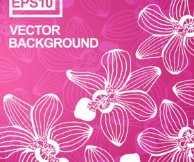 Hand drawn flower with grunge background vector 02