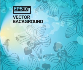 Hand drawn flower with grunge background vector 04