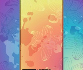 Hand drawn flower with grunge background vector 05