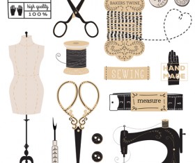 Hand sewing design elements vector material 02