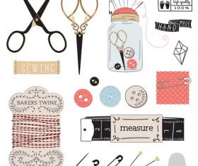 Hand sewing design elements vector material 03