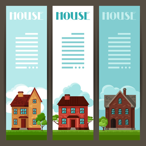 House flat banner vector material 01